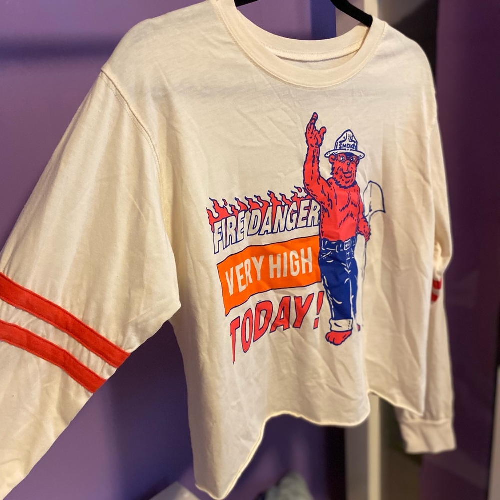 3 for $20 - Smoky the Bear Long sleeved crop top